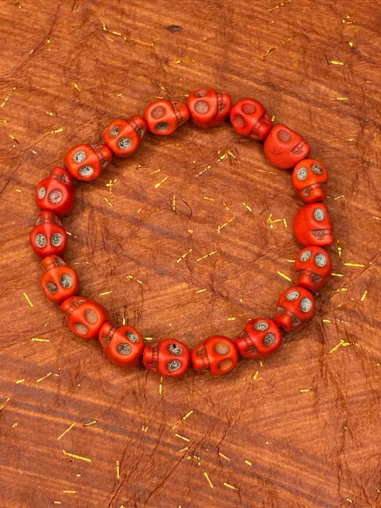 Orange skull bracelet — handmade bracelet by Beadiverse