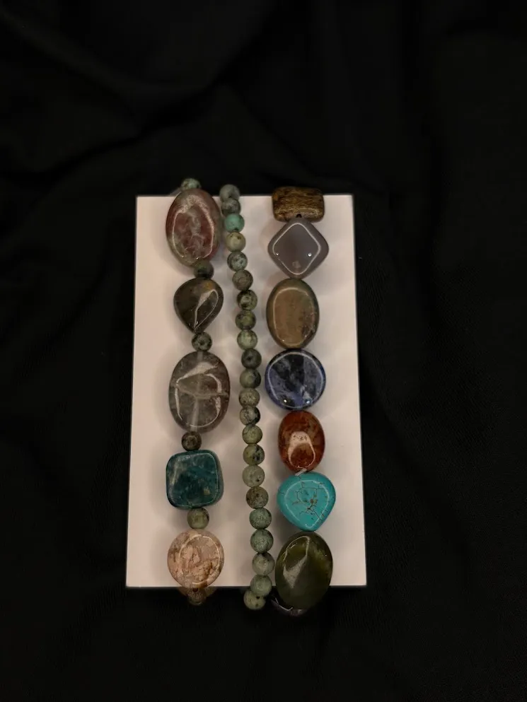Natural stones bracelet stack  — handmade bracelet by Beadiverse