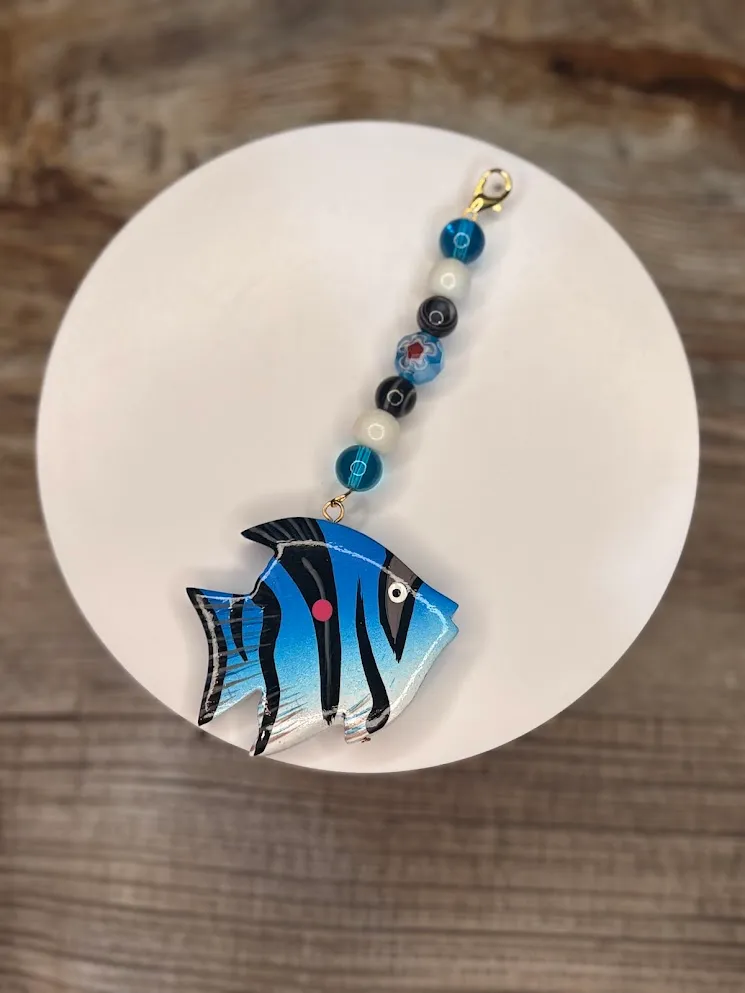 Blue fish keychain — handmade keychain by Beadiverse