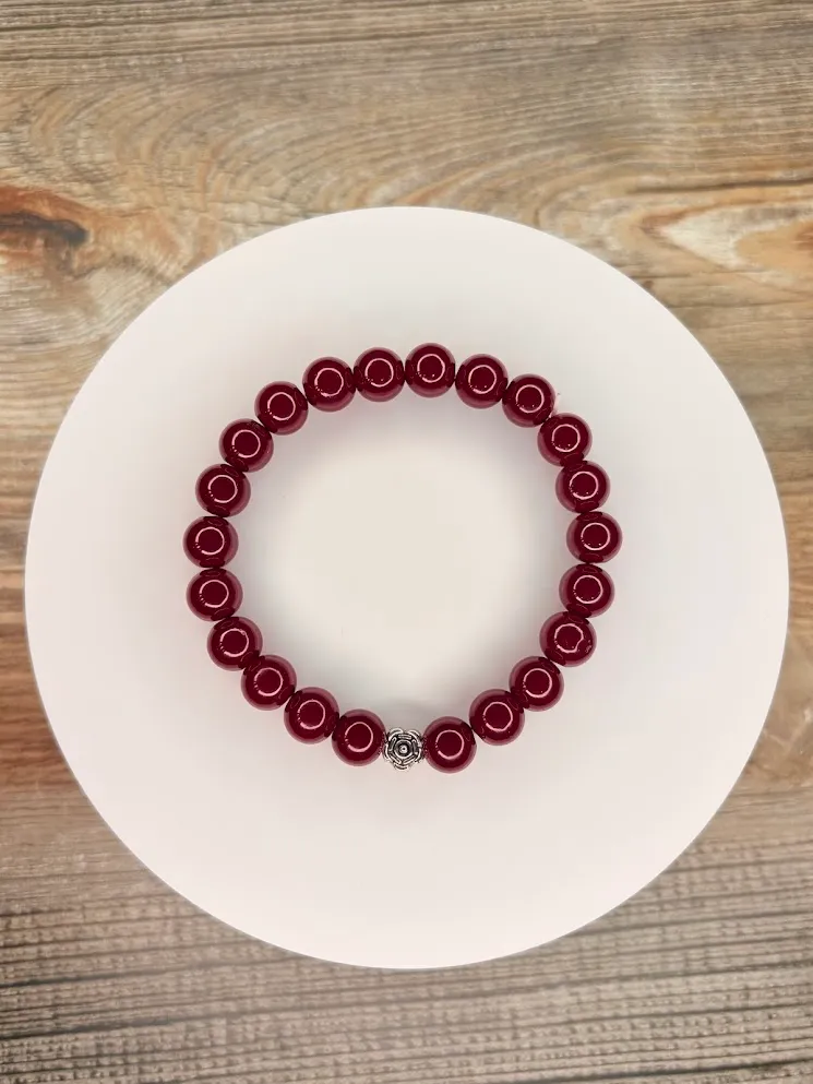 Burgandy rose bracelets — handmade bracelet by Beadiverse