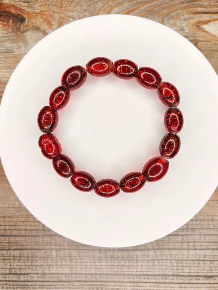 Red oval bracelet — handmade bracelet by Beadiverse