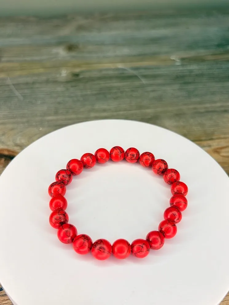 Red marble bracelet — handmade bracelet by Beadiverse