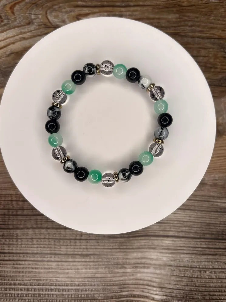 Teal marble bracelet — handmade bracelet by Beadiverse