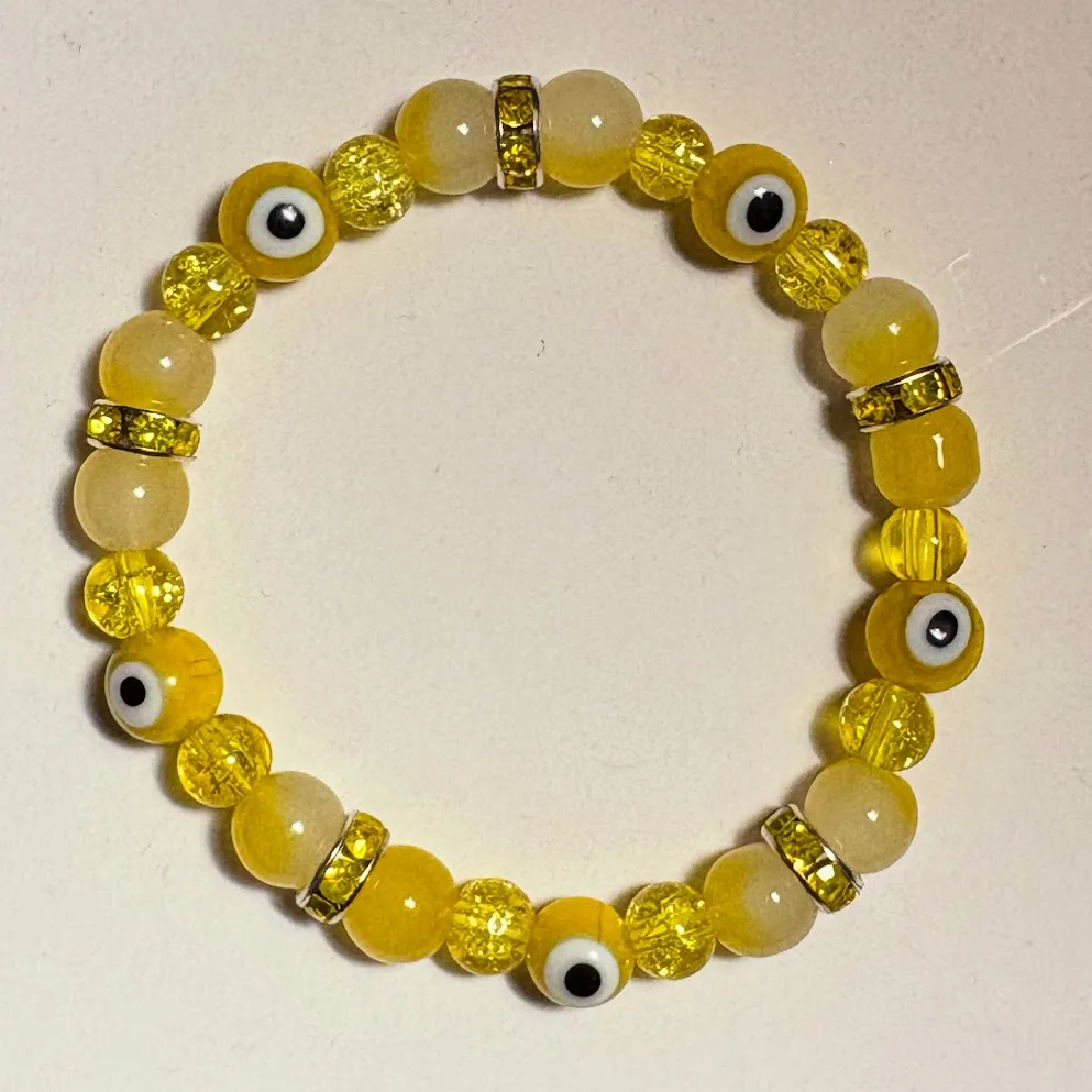 Yellow evil eye bracelet — handmade bracelet by Beadiverse