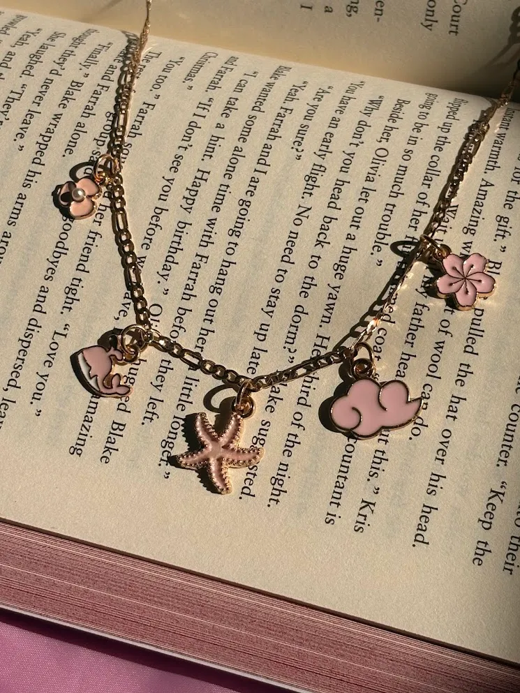 Pink charm necklace 2