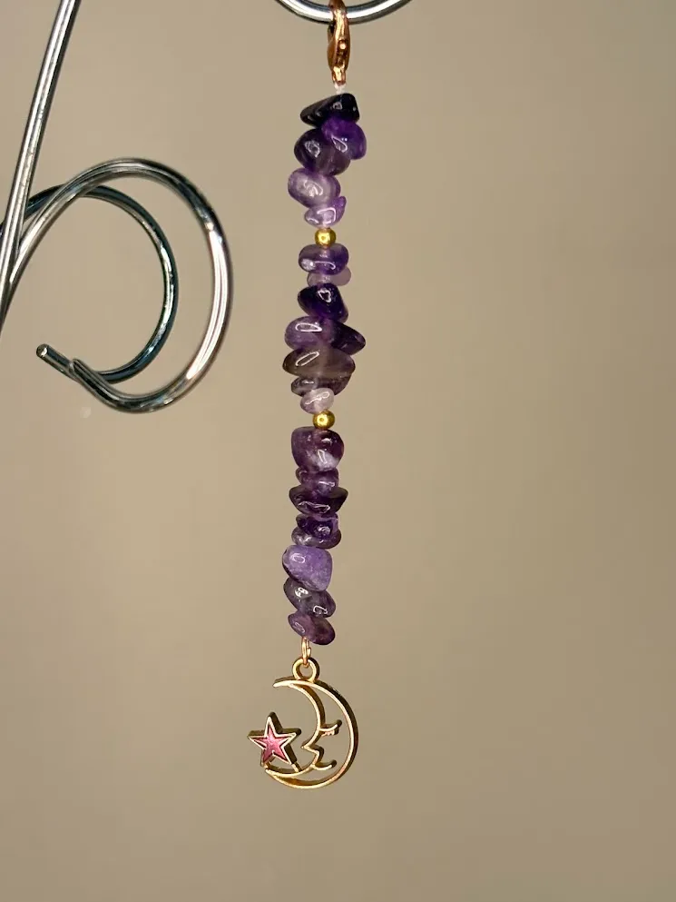 Crystal moon keychain — handmade keychain by Beadiverse