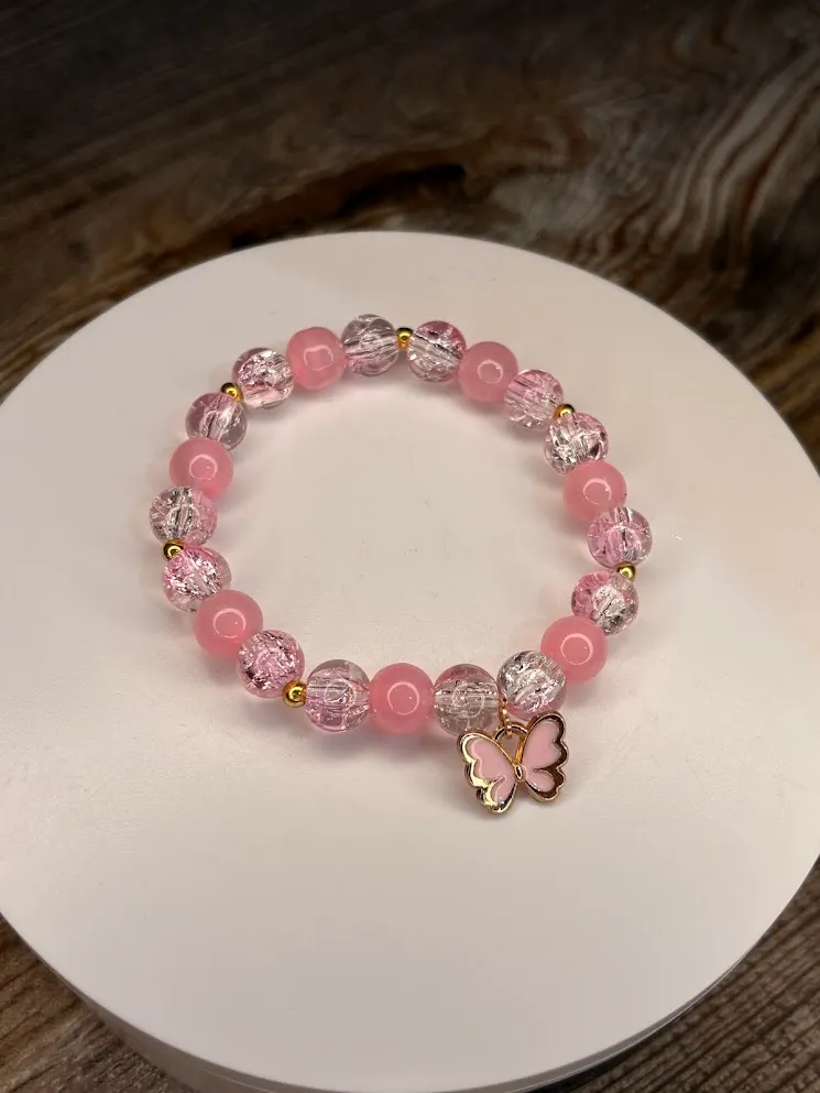 Pink butterfly bracelet — handmade bracelet by Beadiverse