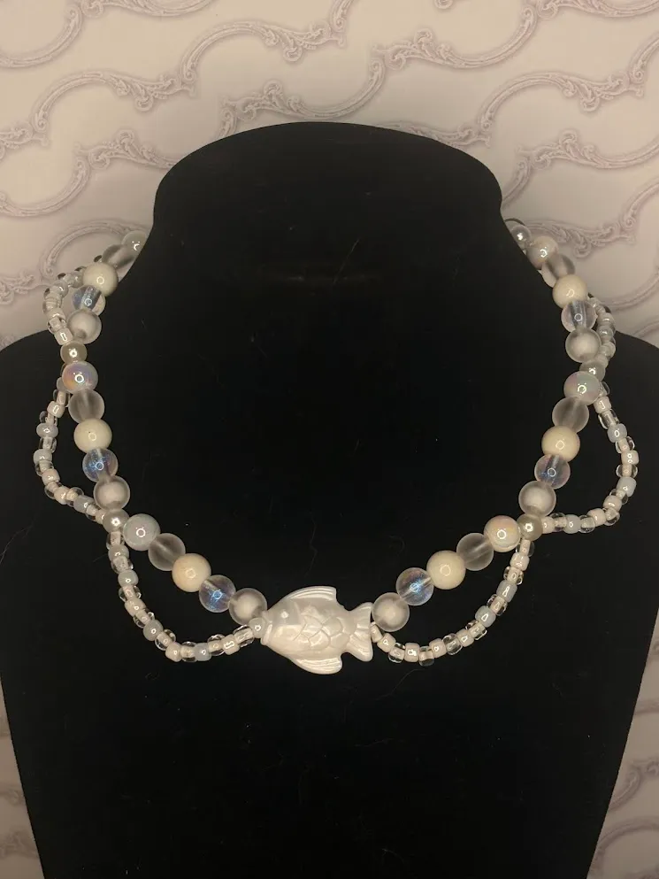 Pearl fish necklace — handmade necklace by Beadiverse