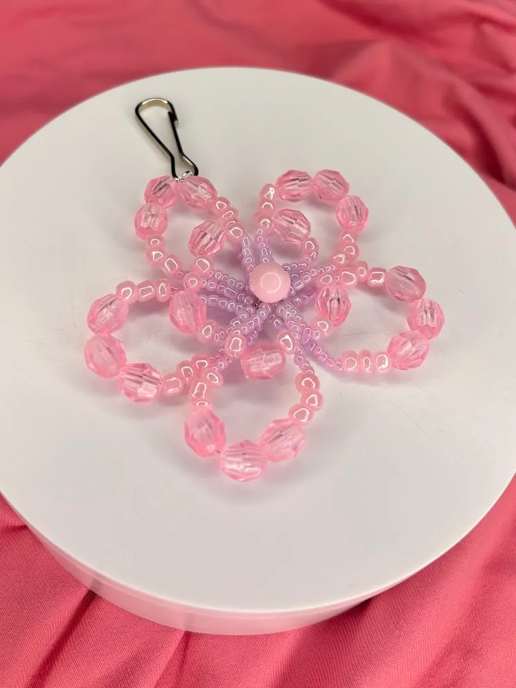 Cotton candy lilly keychain — handmade keychain by Beadiverse