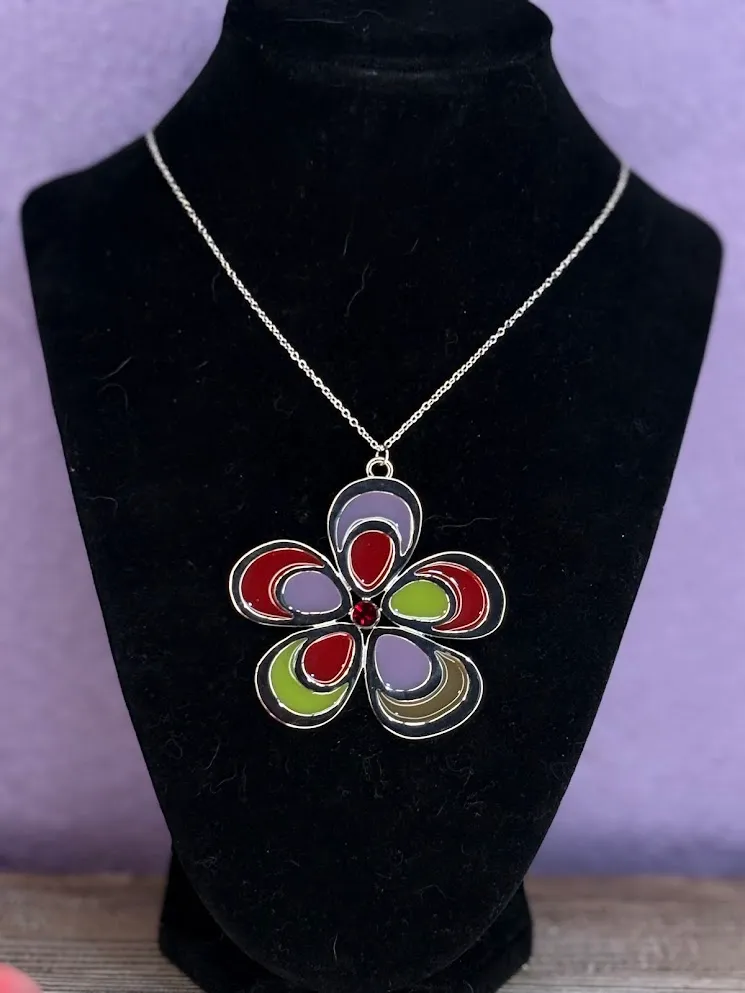 70s stained glass necklace — handmade necklace by Beadiverse