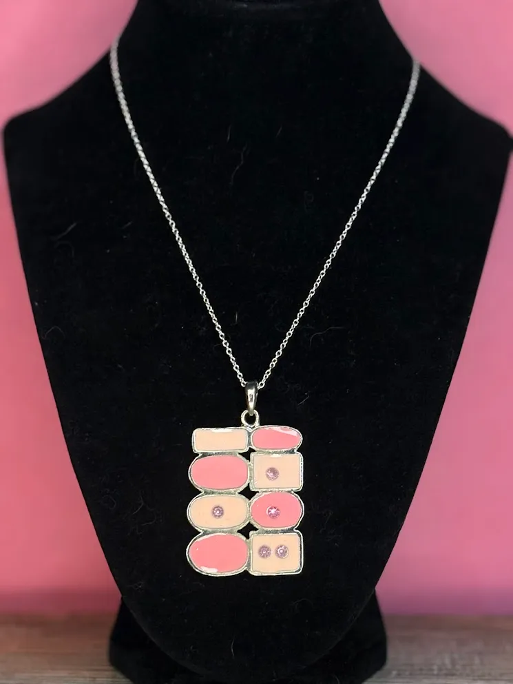 Pink abstract necklace — handmade necklace by Beadiverse