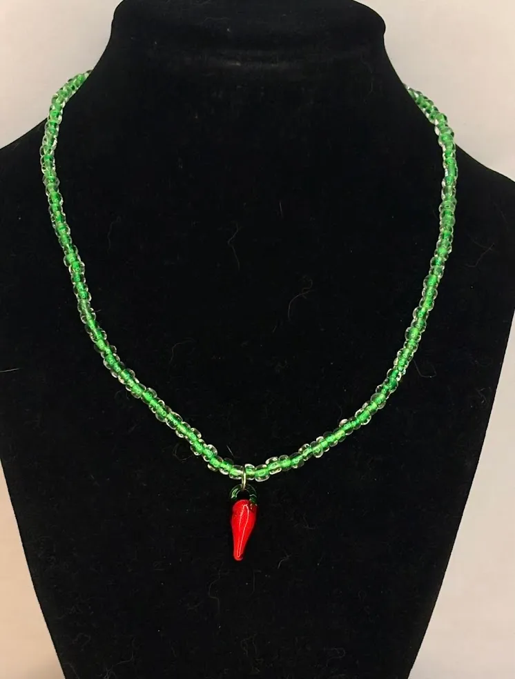 Chili pepper pendant necklace — handmade necklace by Beadiverse