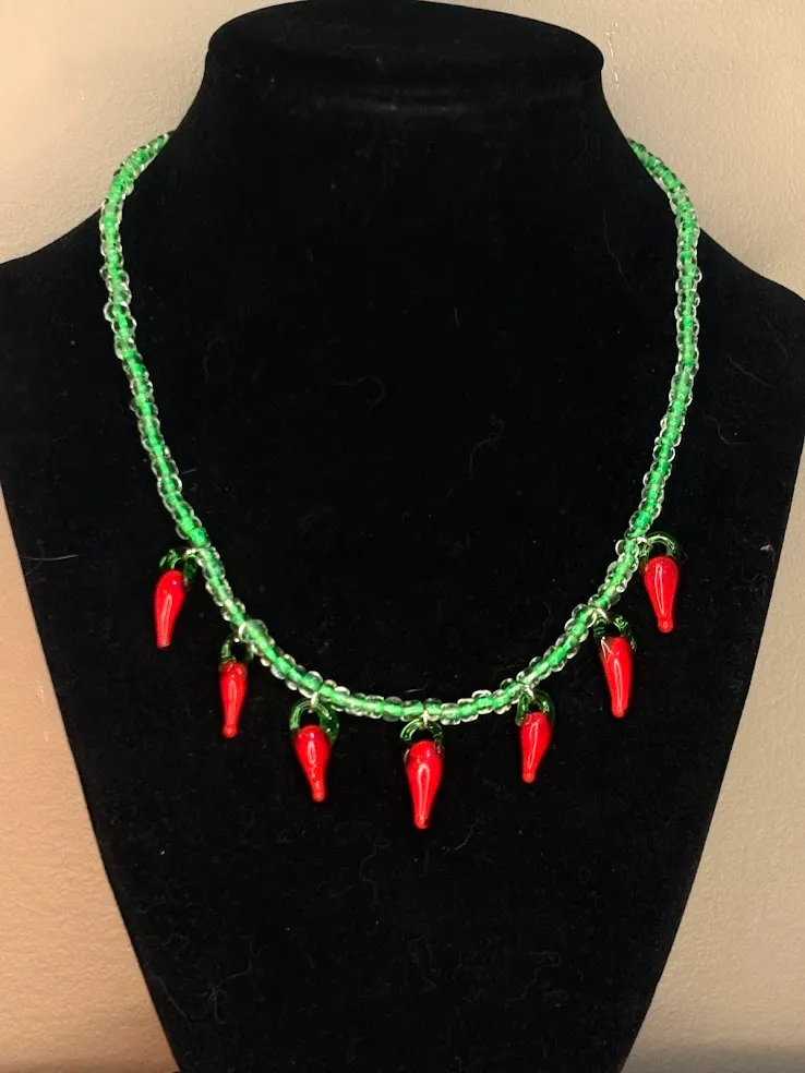 Chili peppers necklace — handmade necklace by Beadiverse