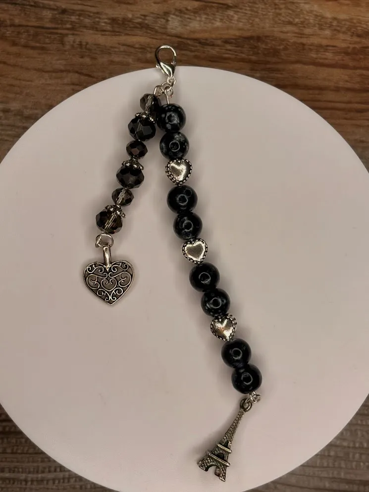 Night in paris keychain — handmade keychain by Beadiverse
