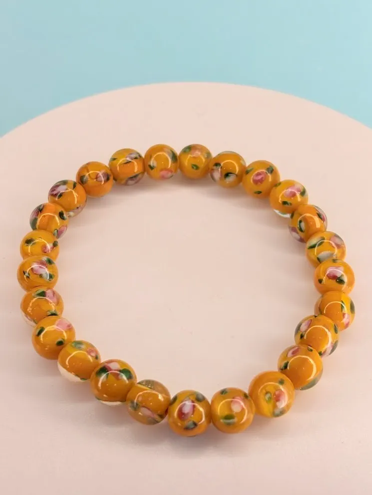 Yellow cherry blossom bracelet — handmade bracelet by Beadiverse