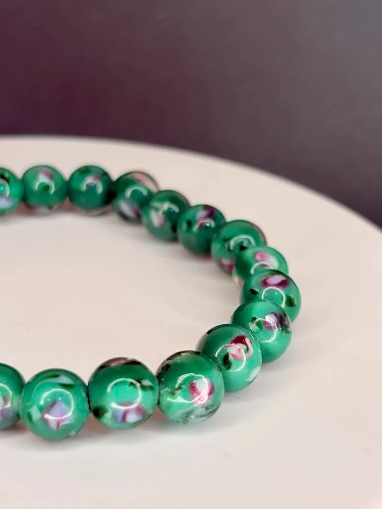 Green cherry blossom bracelet — handmade bracelet by Beadiverse