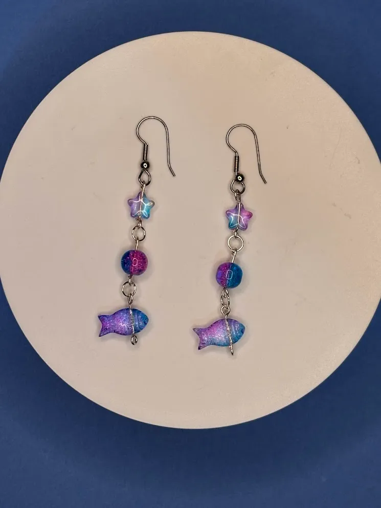 Galactic fish earrings — handmade earrings by Beadiverse