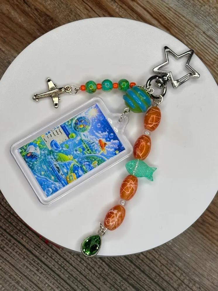 Floating future keychain  — handmade keychain by Beadiverse