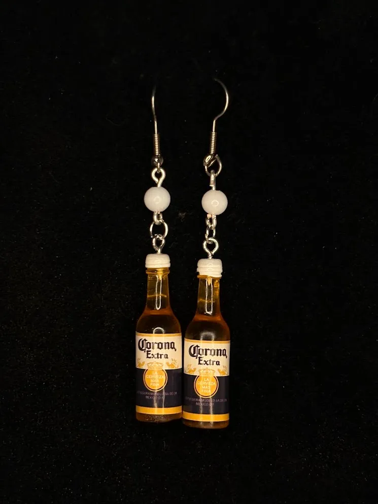 Corona beerings — handmade earrings by Beadiverse
