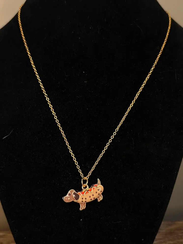 Wiener hot dog necklace — handmade necklace by Beadiverse