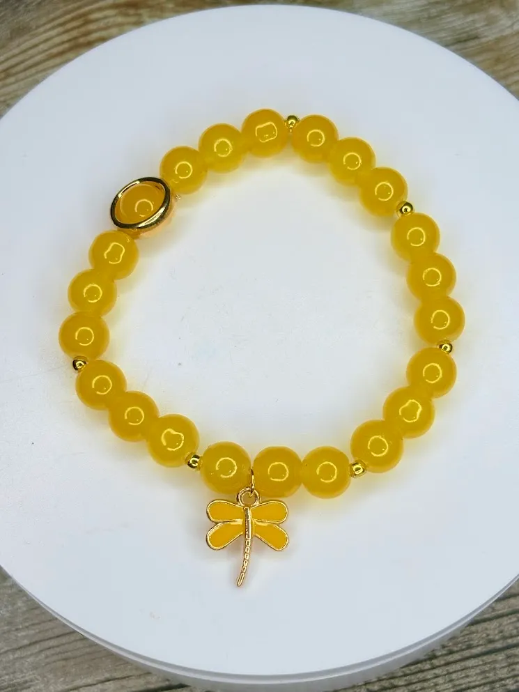 Yellow dragonfly bracelet — handmade bracelet by Beadiverse