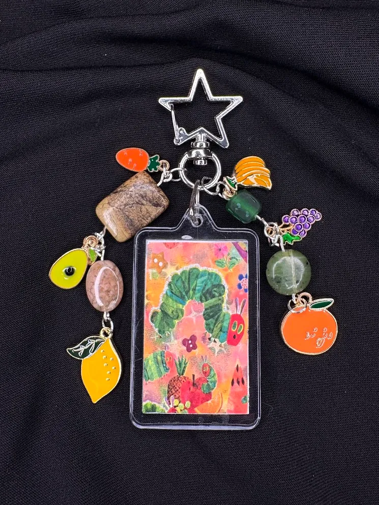 Hungry caterpillar keychain — handmade keychain by Beadiverse