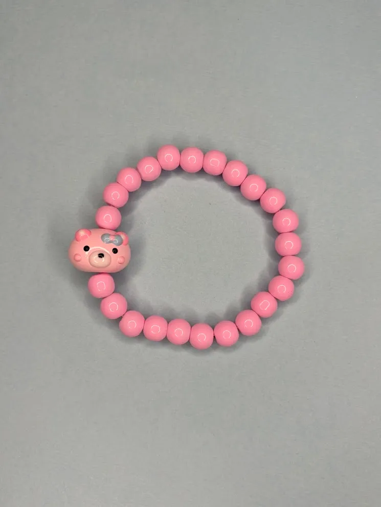 Pink bear bracelet — handmade bracelet by Beadiverse