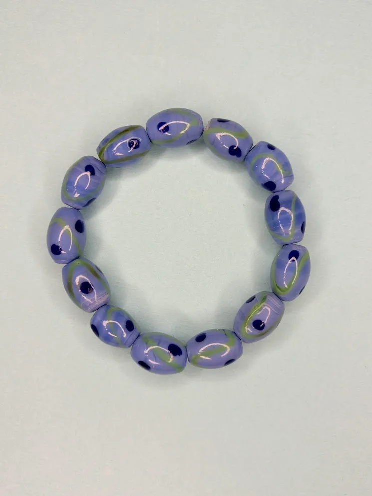 Blue polka oval bracelet — handmade bracelet by Beadiverse