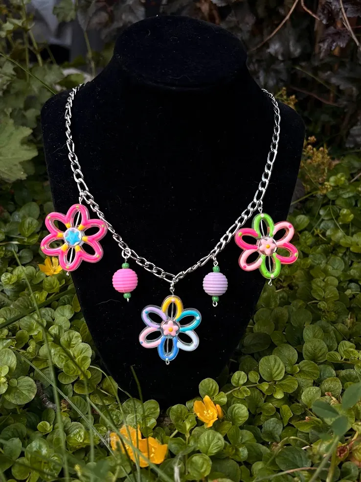 Neon petal necklace — handmade necklace by Beadiverse