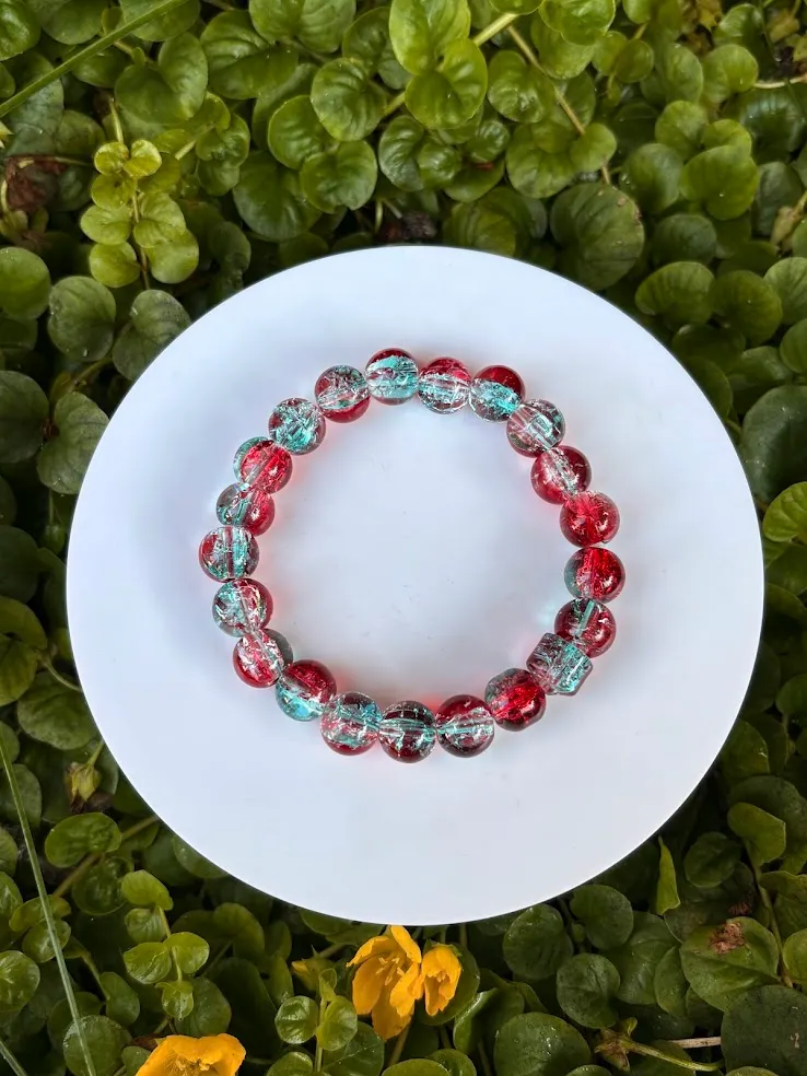 Cherry mint sparkle bracelet — handmade bracelet by Beadiverse