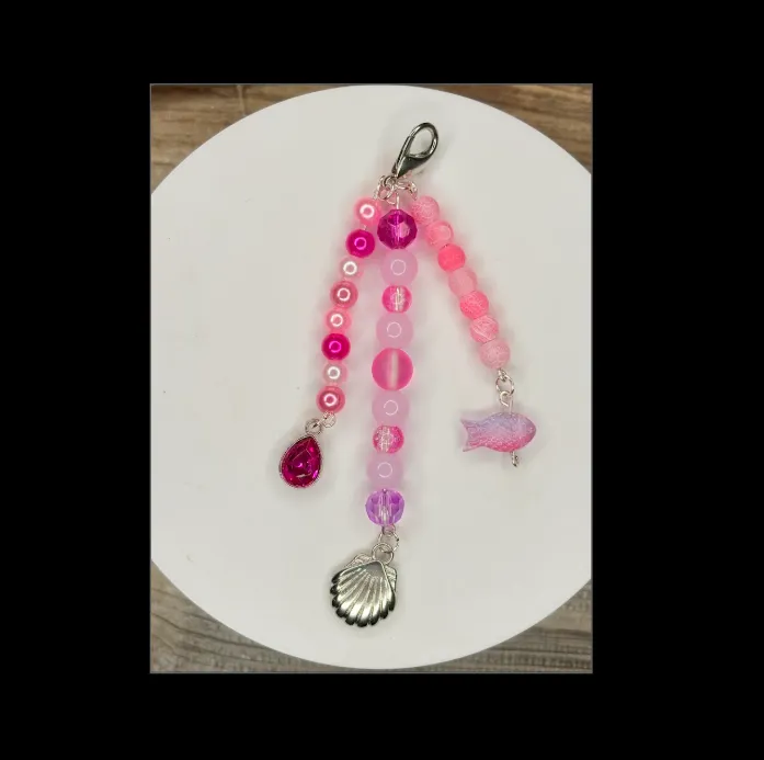 Pink coral reef keychain — handmade keychain by Beadiverse