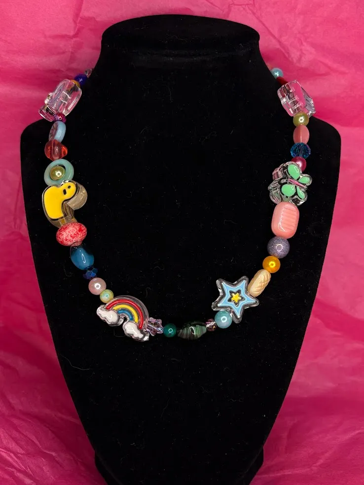 Doodle junkyard necklace — handmade necklace by Beadiverse