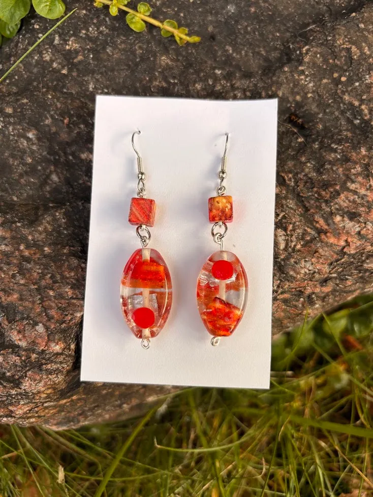Fireglass earrings — handmade earrings by Beadiverse