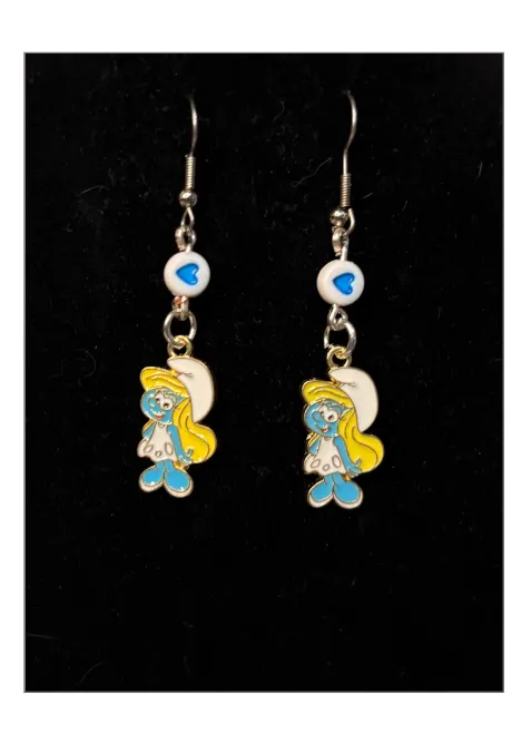 Smurfette earrings — handmade bracelet by Beadiverse