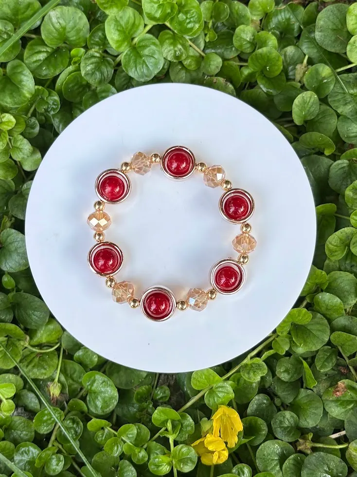 Ruby champagne bracelet — handmade bracelet by Beadiverse