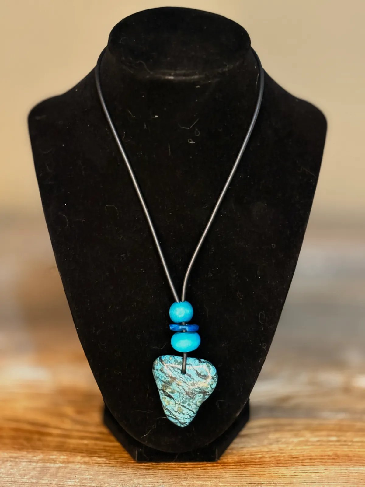 Teal stone necklace — handmade necklace by Beadiverse